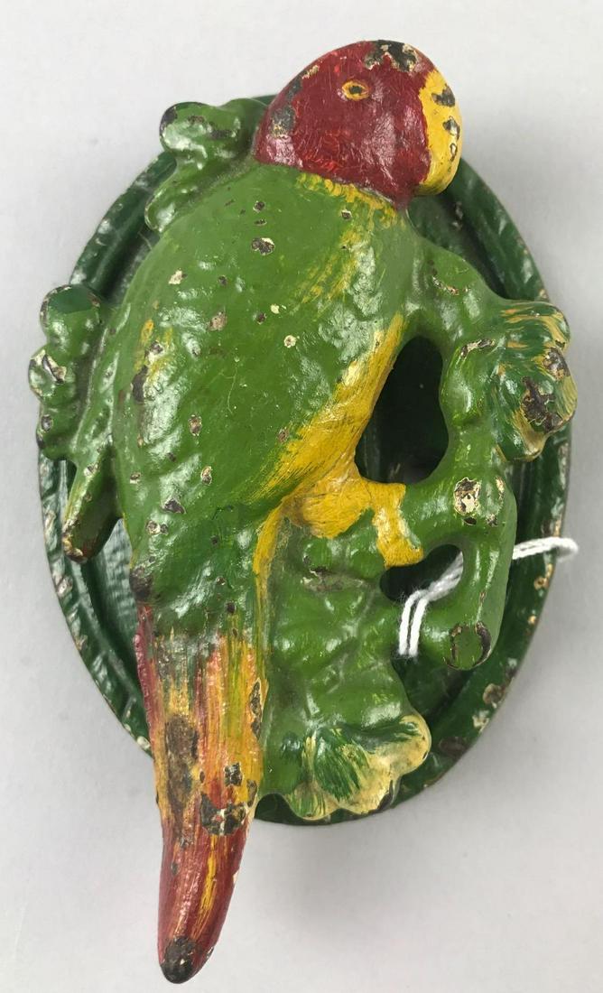 Antique 1890 Cast Iron Parrot Door Knocker: Original Paint, great piece. 3x4.25 inches