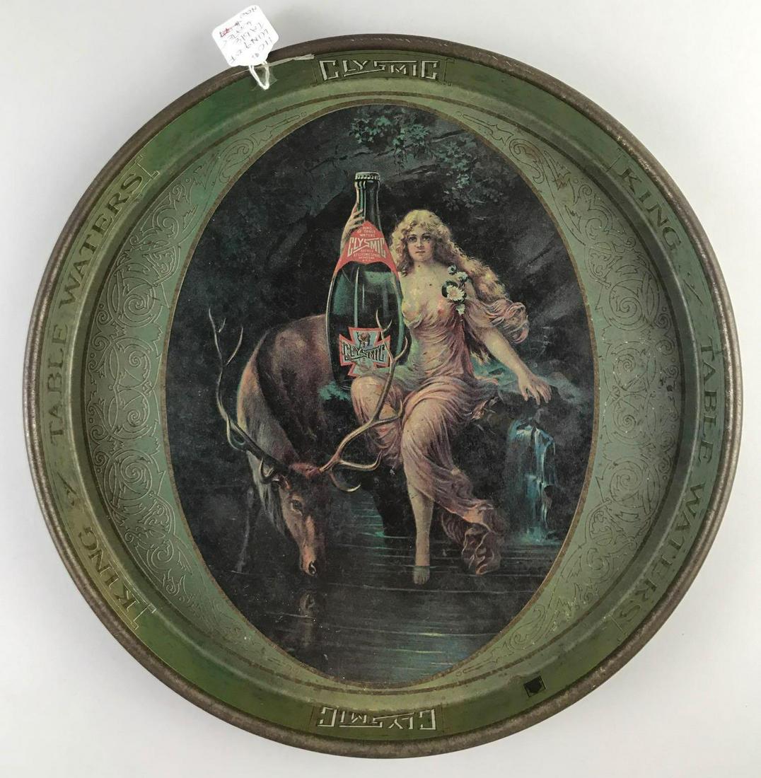Vintage Clysmic King of Table Waters Advertising Tray: 13.75 inches