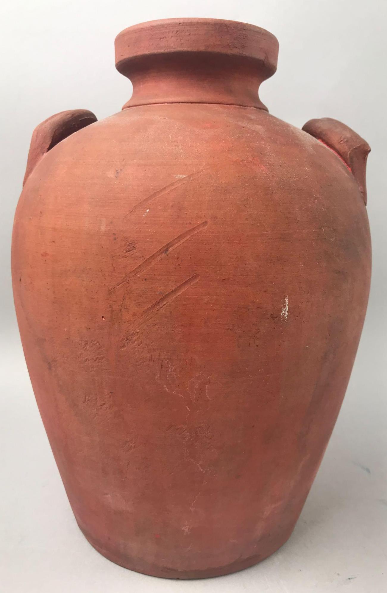 Vintage 1920s redware jug: 9.5 inches