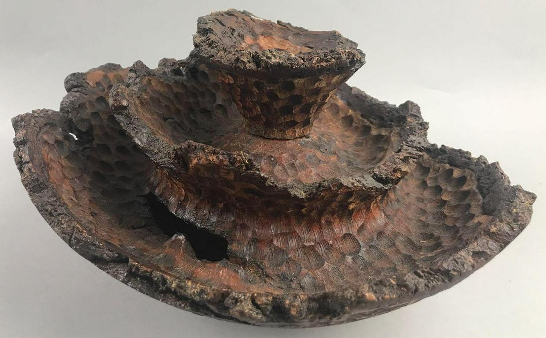 Native American Chip Carved Cherry Burl piece-signed by: Finished 1961. By Ruth Hazel-Ottawan