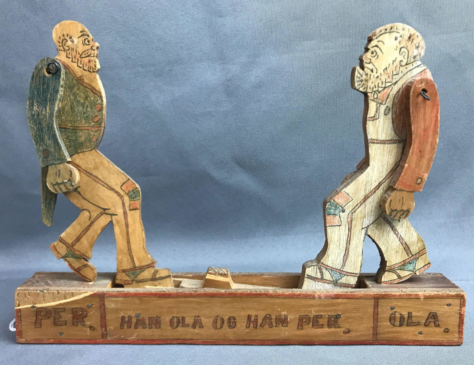 Vintage folk art wood toy.: Some damage, aprx 10 inches by 7.5 inches.