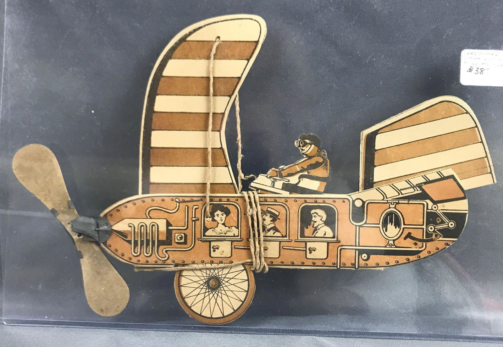Antique Cardboard steampunk Airplane: 9 Inches