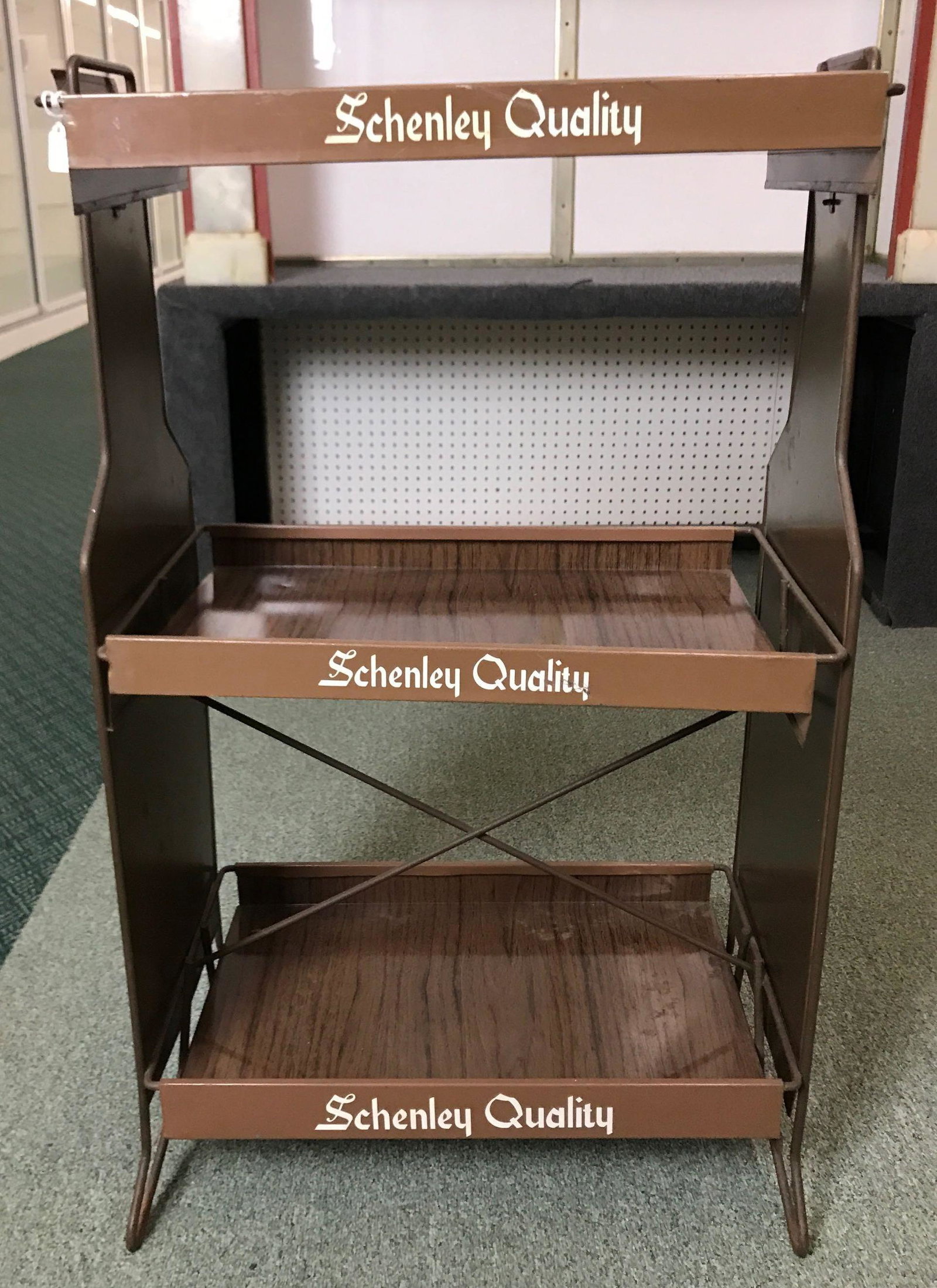 Vintage Schenley Whiskey Display Shelf: Tin 35 x 12 x 20 Inches, no shipping available.