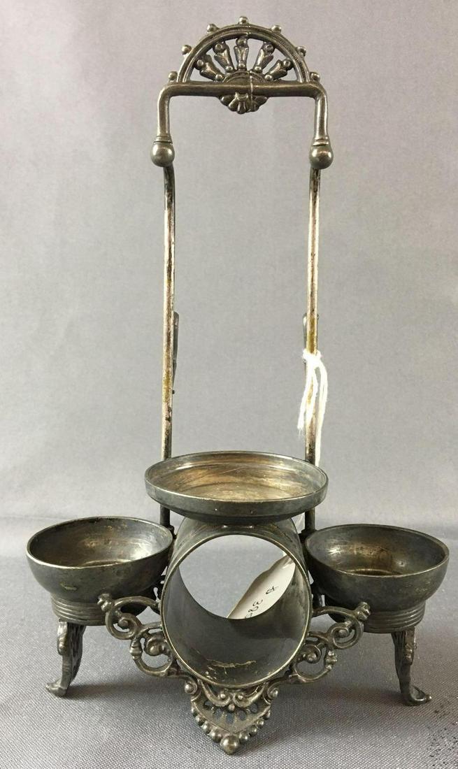 Antique SilverPlate Condiments Holder: Rockford silver co. , 5 x 8 inches, missing pieces