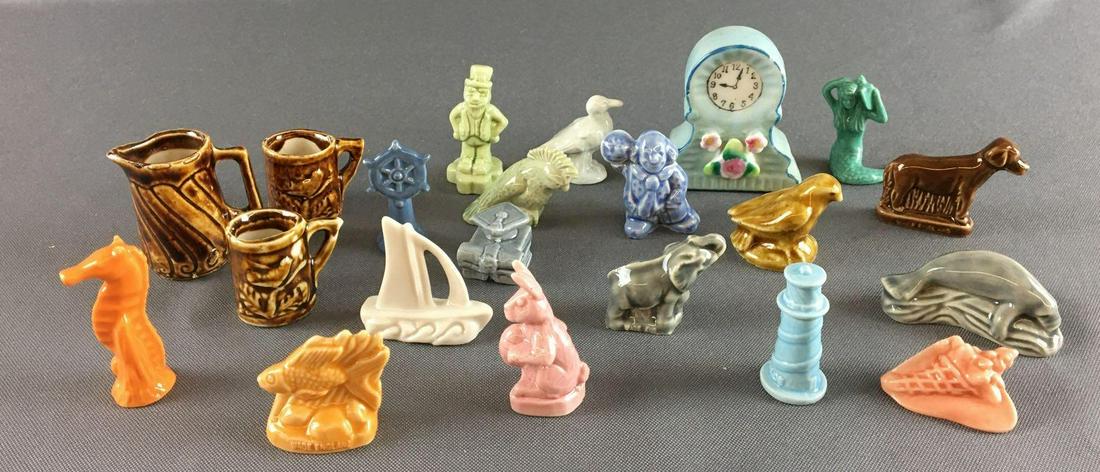 Group of Antique Miniature Wade Figurines and more: Includes rabbit, seahorse, dog, parrot and more Largest is 2 1-2 inches tall