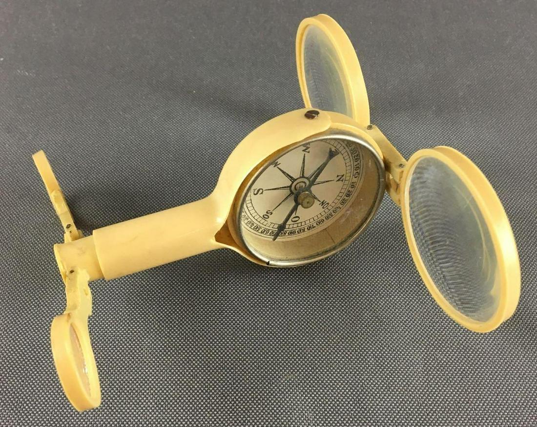 Antique Celluloid Portable Binoculars, Compass and: Some cracks in it