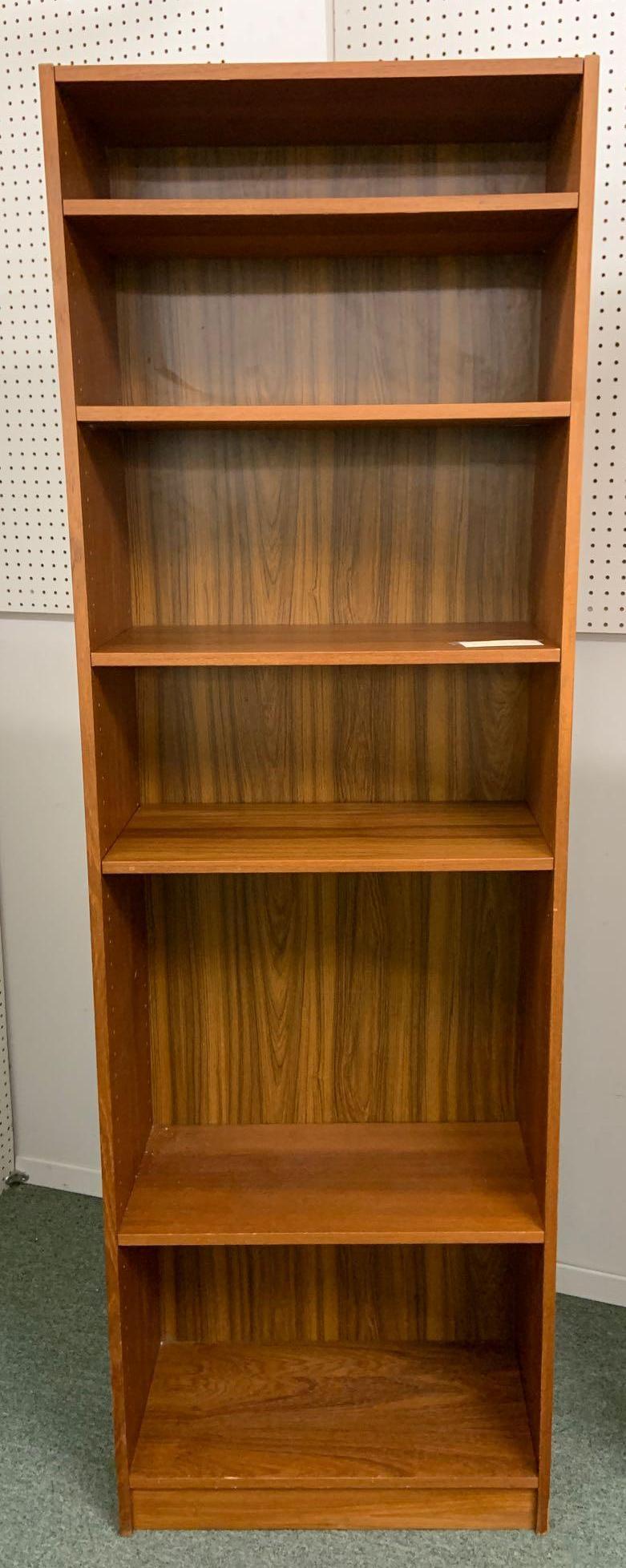 Mid century modern Rosenthal Netter Denmark bookshelf: 24 x 76 x 11 1/2, no shipping, Particleboard construction