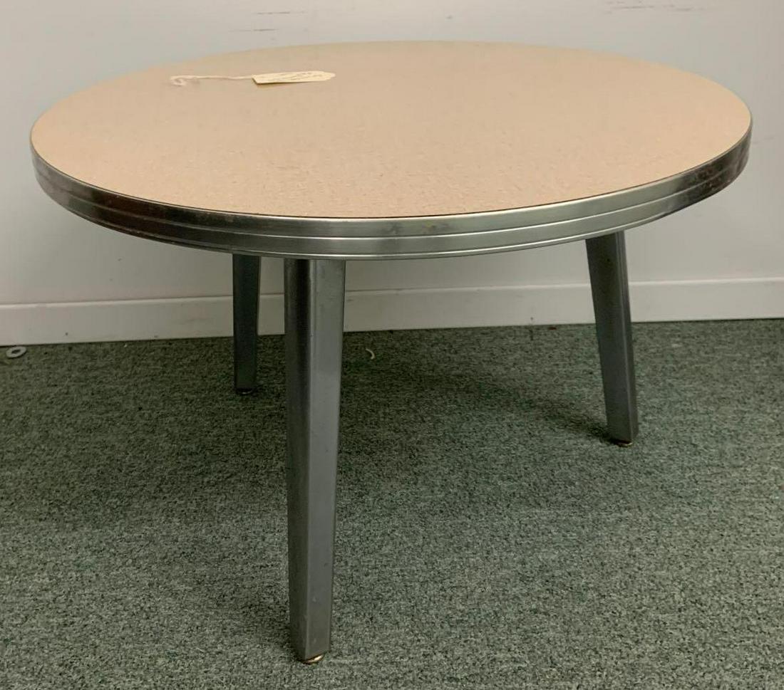 Mid century modern three legged coffee table: Royal metal coal, 24 x 15 1/2, no shipping