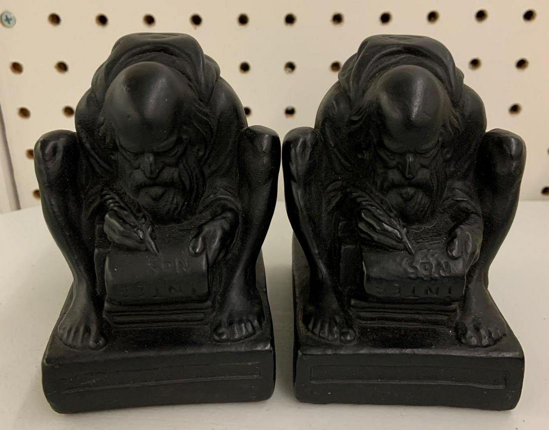 Vintage armor Bronze the scribe bookends: 3 x 4 x 4 1/2 inches each