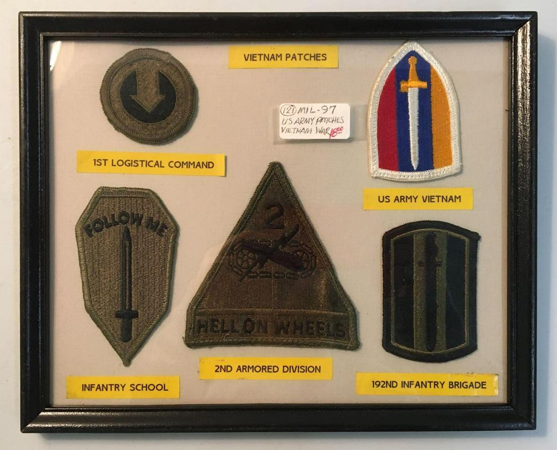 Group of 5 US Army Vietnam Patches: Includes 1st logistical command, 2nd armored division, 192nd infantry brigade and more