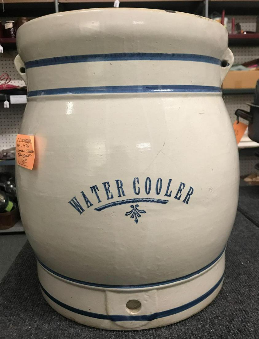 Western Stoneware 5 Gallon Water Cooler: Sorry no shipping on this lot. 14.5 inches tall, 12 inch diameter.