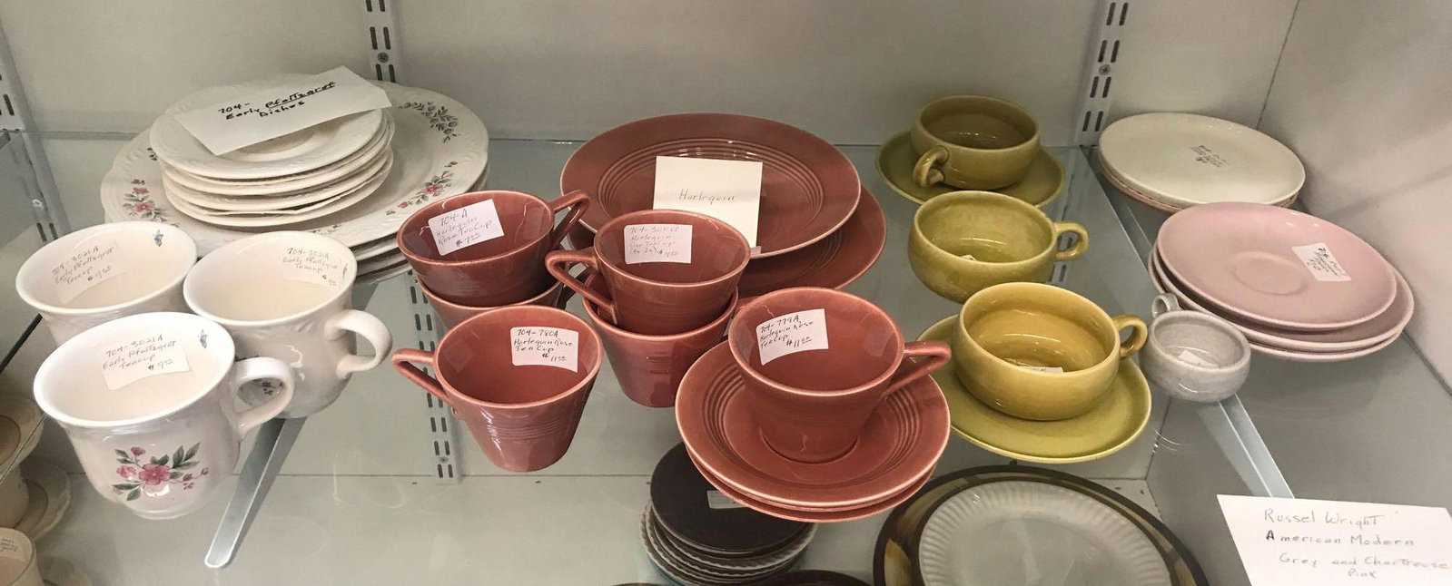 Shelf lot-30+ pieces early Pfaltzgraff, Harlequin and: Sorry no shipping on this lot. Largest is 10.25 inches