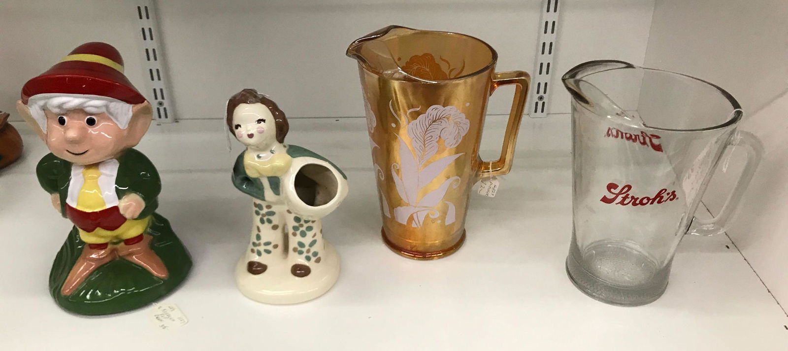 Group of 4 vintage bank, pitchers: Keebler elf 10 inches