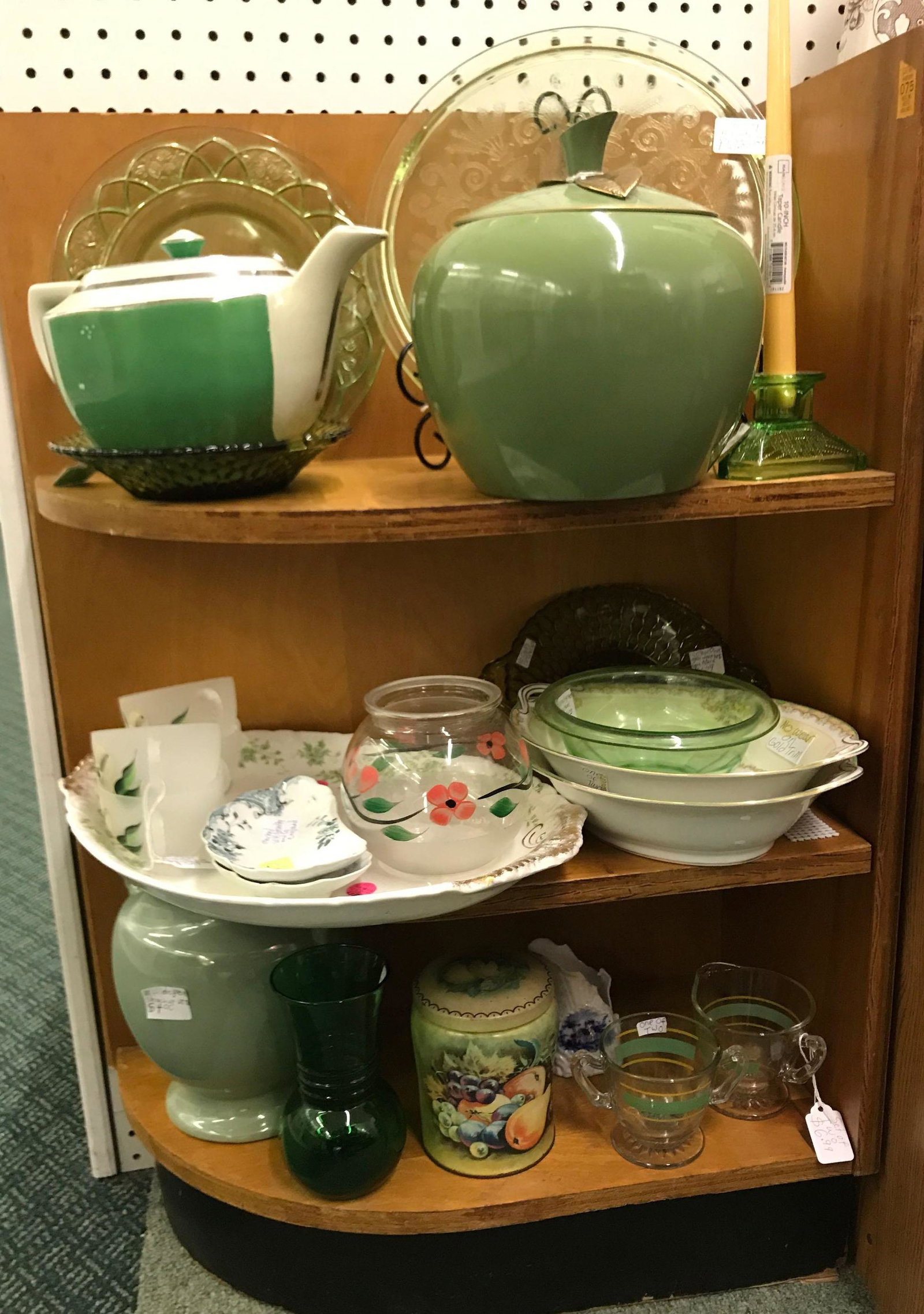 Group of 20 plus vintage antiques and collectibles: Sorry No shipping on this lot. Noritake Serving dishes Green glass cake plate Halls kitchen ware WH Grindley Stoneware and more