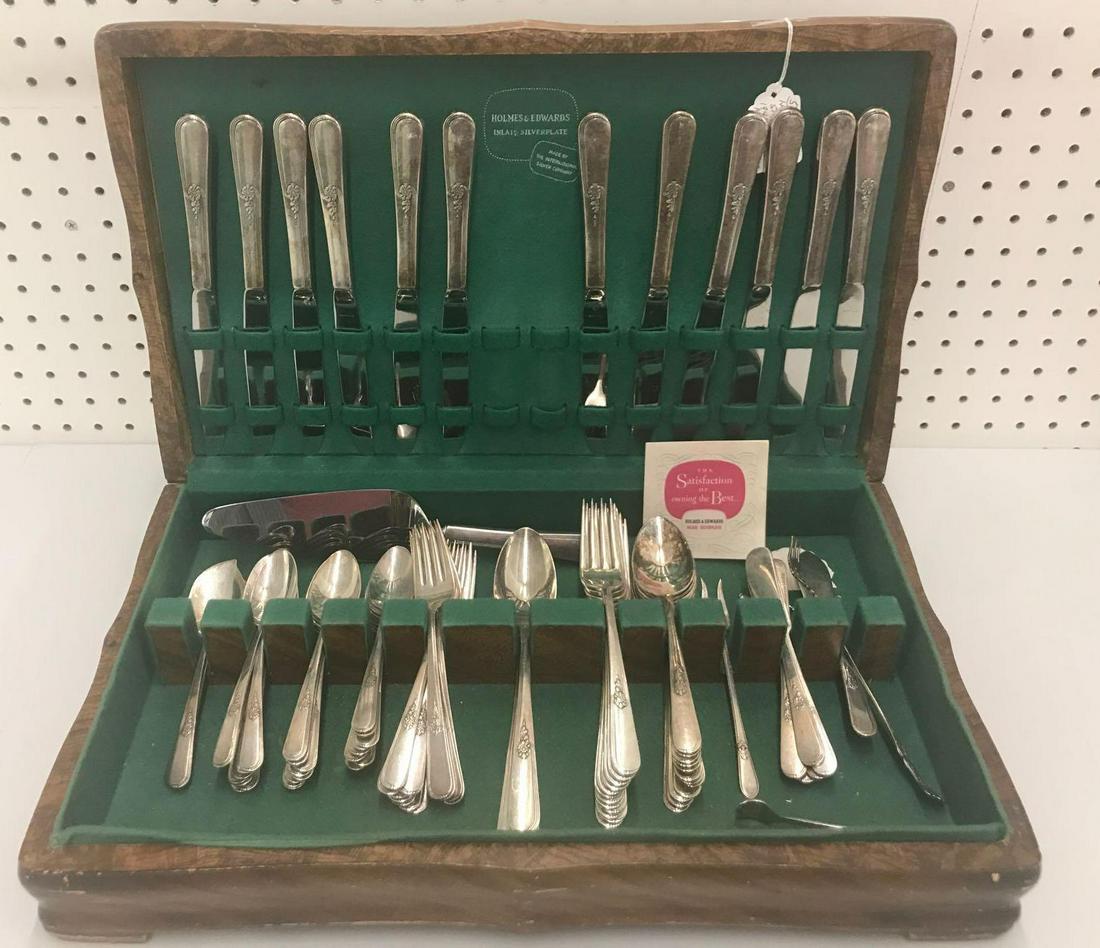 80 pieces vintage Holmes and Edwards inlaid silver: 19x11.5x3.5 inches