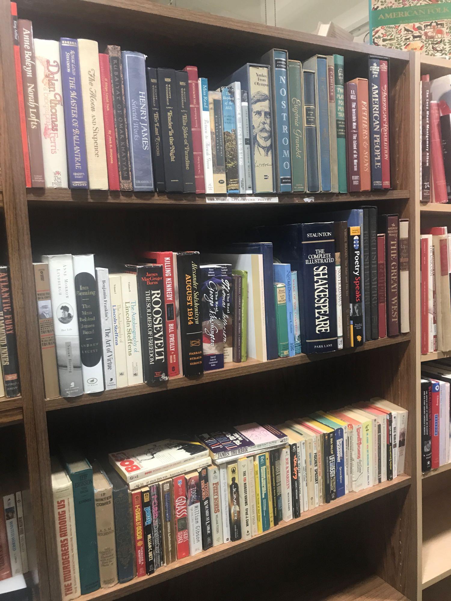 Shelf lot-3 shelves of assorted classic lit, poetry,: Includes Rubaiyat of Omar Khayyam, Anne Morrow Lindbergh-Her Life, Poetry Speaks, and more