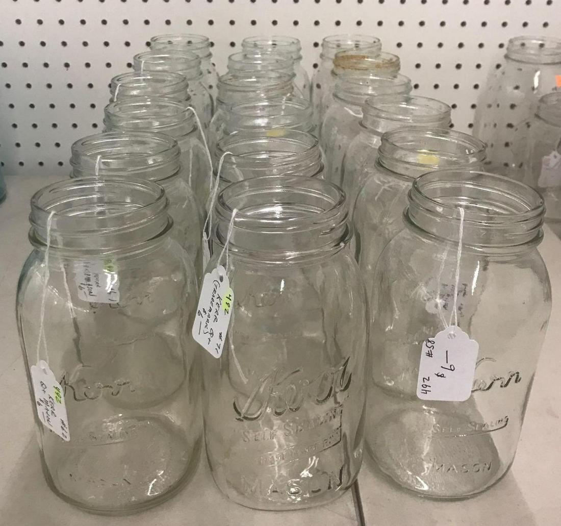 Group of 18 clear Kerr Mason jars: All quart size