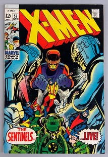 Marvel Comics X-Men No. 57 Comic Book: 1st Appearance of Larry Trask, June 1969, Vol. 1 (First Print), Silver Age, $.12, Bagged and Boarded