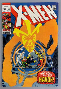 Marvel Comics X-Men No. 58 Comic Book: 1st Appearance of Havok (Alex Summers), July 1969, Vol. 1 (First Print), Silver Age, $.15, Bagged and Boarded