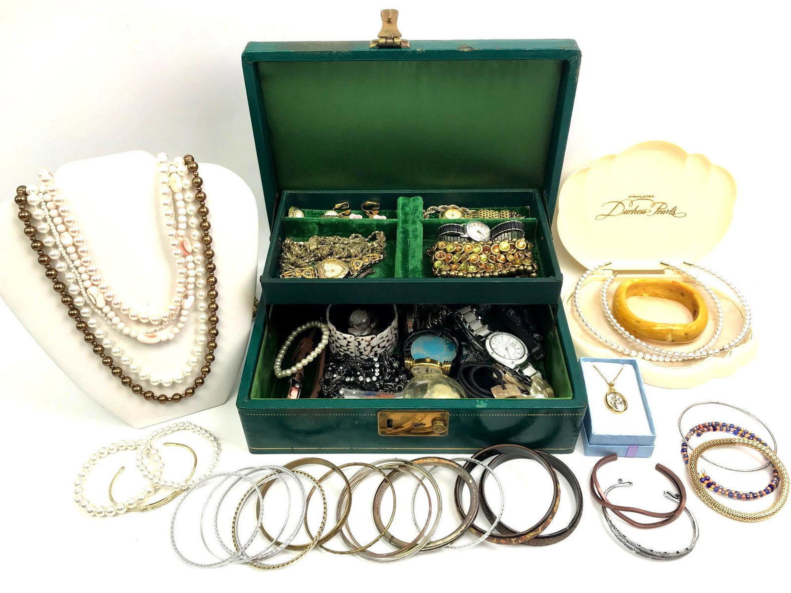 Jewelry Box: Beads and Bangles: An exquisite collection of costume beads, bangles and cuff bracelets are featured in this vintage lot.