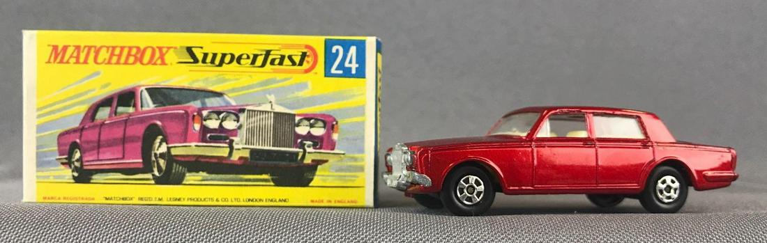 Matchbox Superfast No. 24 Rolls Royce Silver Shadow: Red body, BPW. A Lesney Product. Made in England, G Box