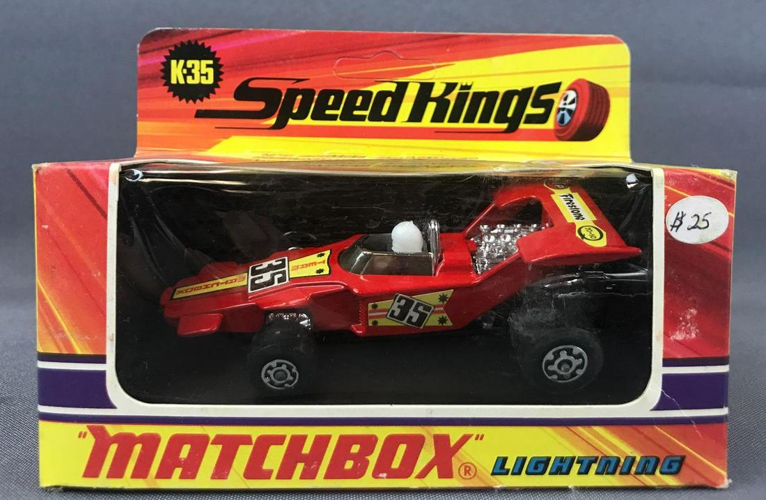 Matchbox Speed Kings No. K-35 Lightning Die-Cast: Red body, BPW, Team Matchbox/35 decals. A Lesney Product. Made in England