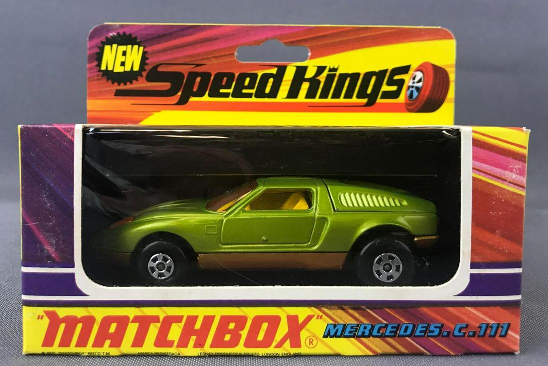 Matchbox Speed Kings No. K-30 Mercedes C-111 Die-Cast: Lime green body, gold base, amber windows, BPW. A Lesney Product. Made in England