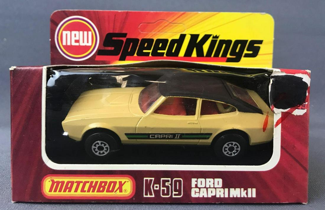 Matchbox Speed Kings No. K-59 Ford Capri MK II Die-Cast: Tan body, BPW, Capri II decal. A Lesney Product. Made in England