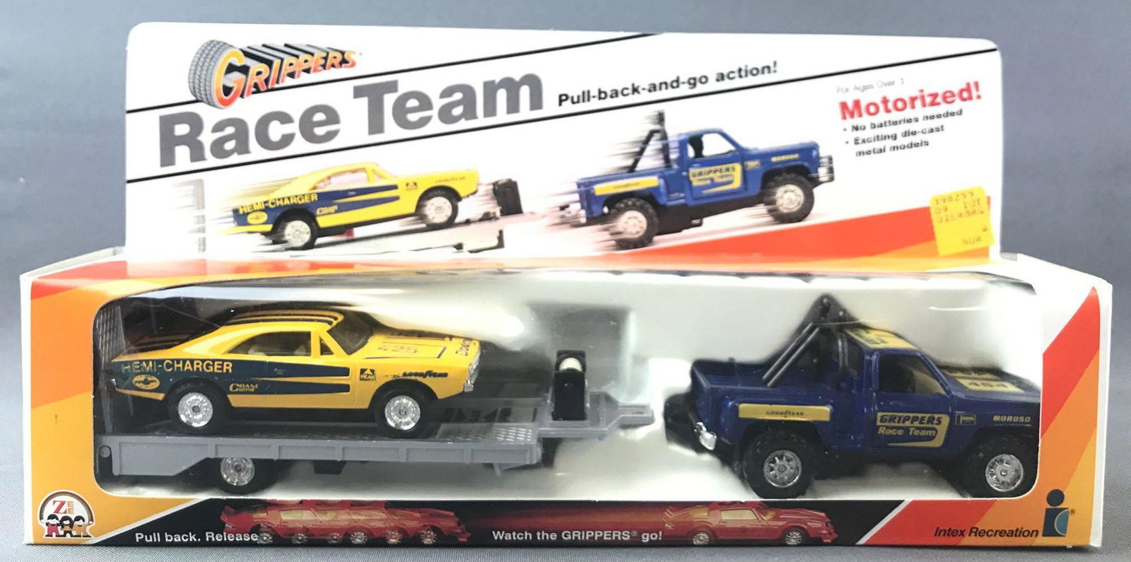 Zee Toys Grippers Race Team Die-Cast Vehicle Set in: Includes Chevy 4x4 Stepside, Hemi-Charger, and Trailer. New in original packaging
