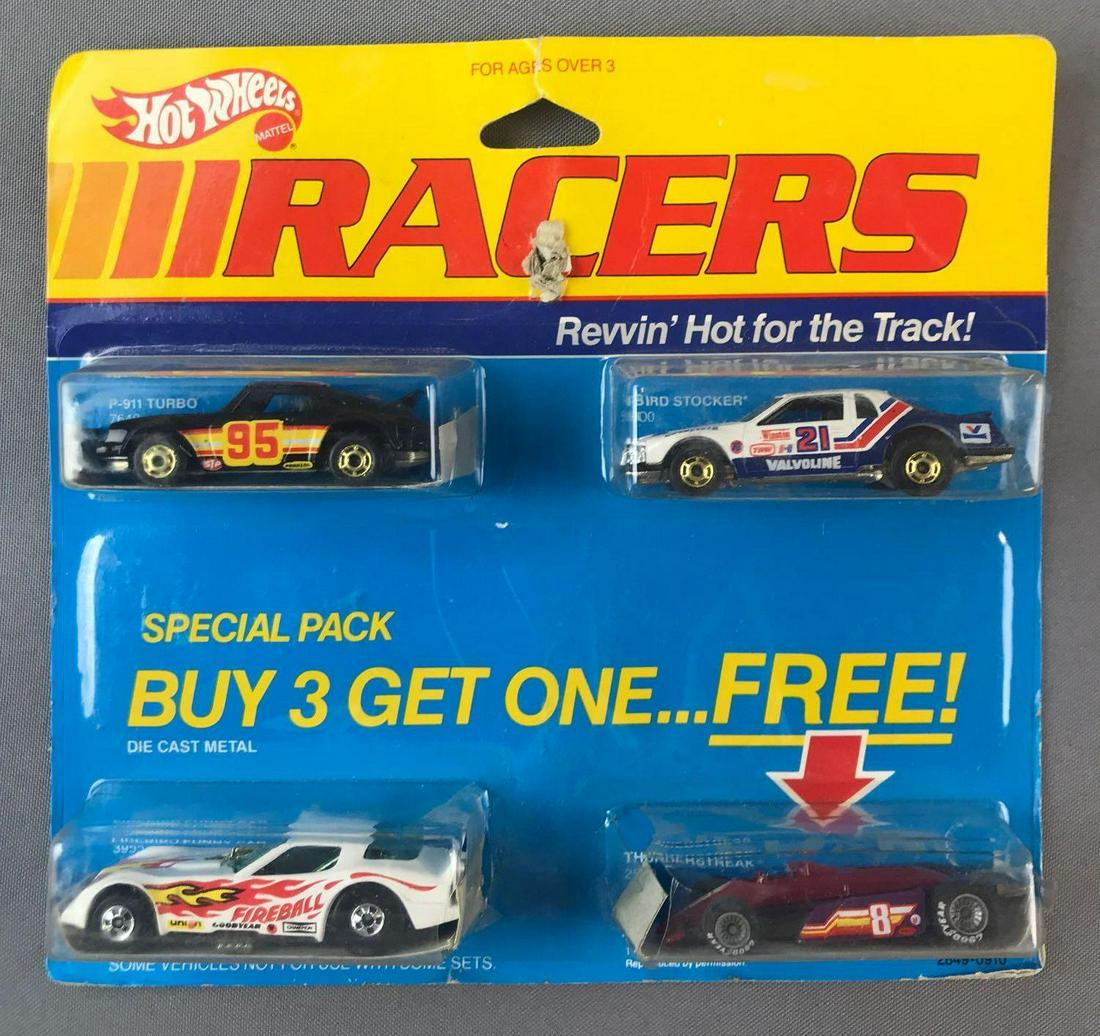 Hot Wheels Racers 4-pack Die-Cast Vehicles in Original: Includes No. 7648 P-911 Turbo, 5900 T-Bird Stocker, 3955 Firebird Funny Car, and 2540 Thunderstreak