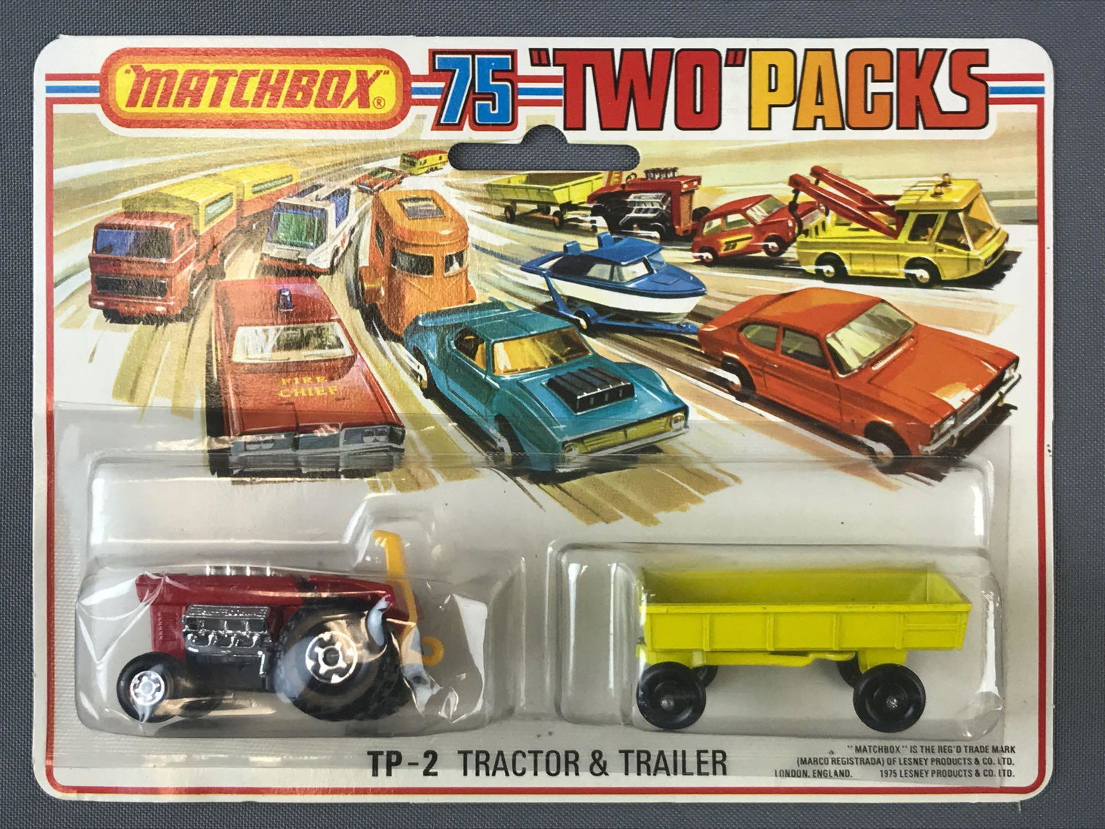 Matchbox Two Packs No. TP-2 Tractor and Trailer: Die-Cast Vehicles in Original Packaging