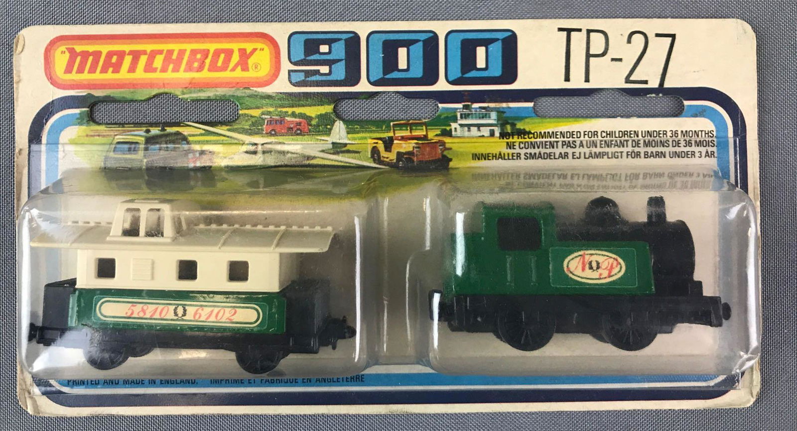 Matchbox 900 No. TP-27 Locomotive and Coach Die-Cast: New in original packaging
