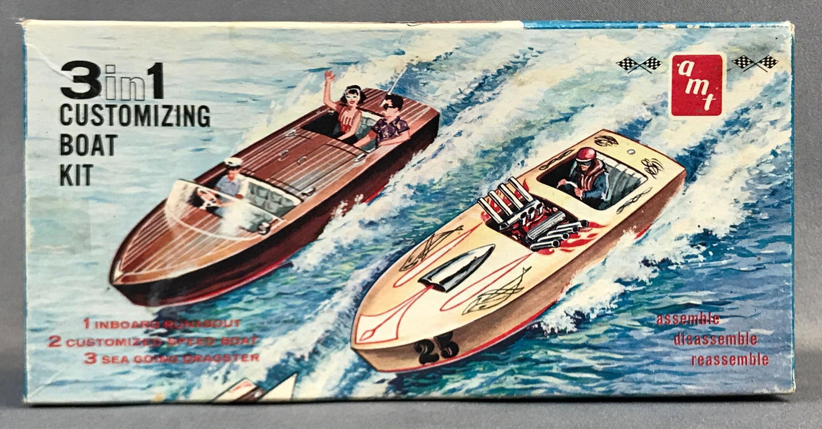 AMT 3 in 1 Customizing Boat Kit no.159 with Original: 1960Õs Plus customize boat trailer and hitch included 1.49 scale