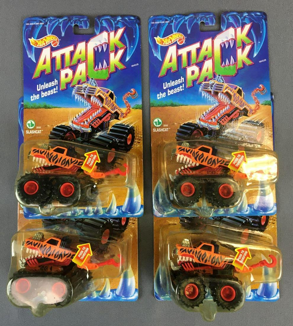 Group of 4 Hot Wheels Attack Pack in Original packaging: 1992 Slash Cat
