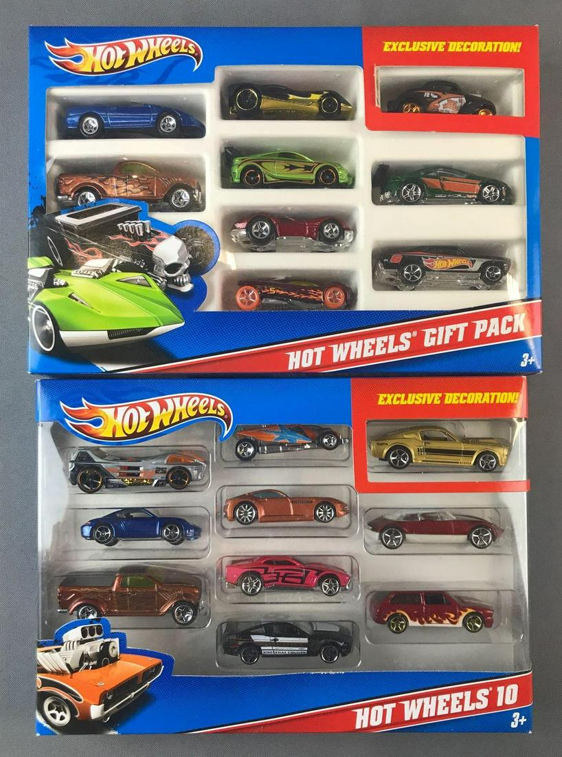 Group of 2 Hot Wheels Die-Cast Vehicles Gift Sets: Hot Wheels 10 and 9 piece Hot Wheels Gift Set. New in original packaging