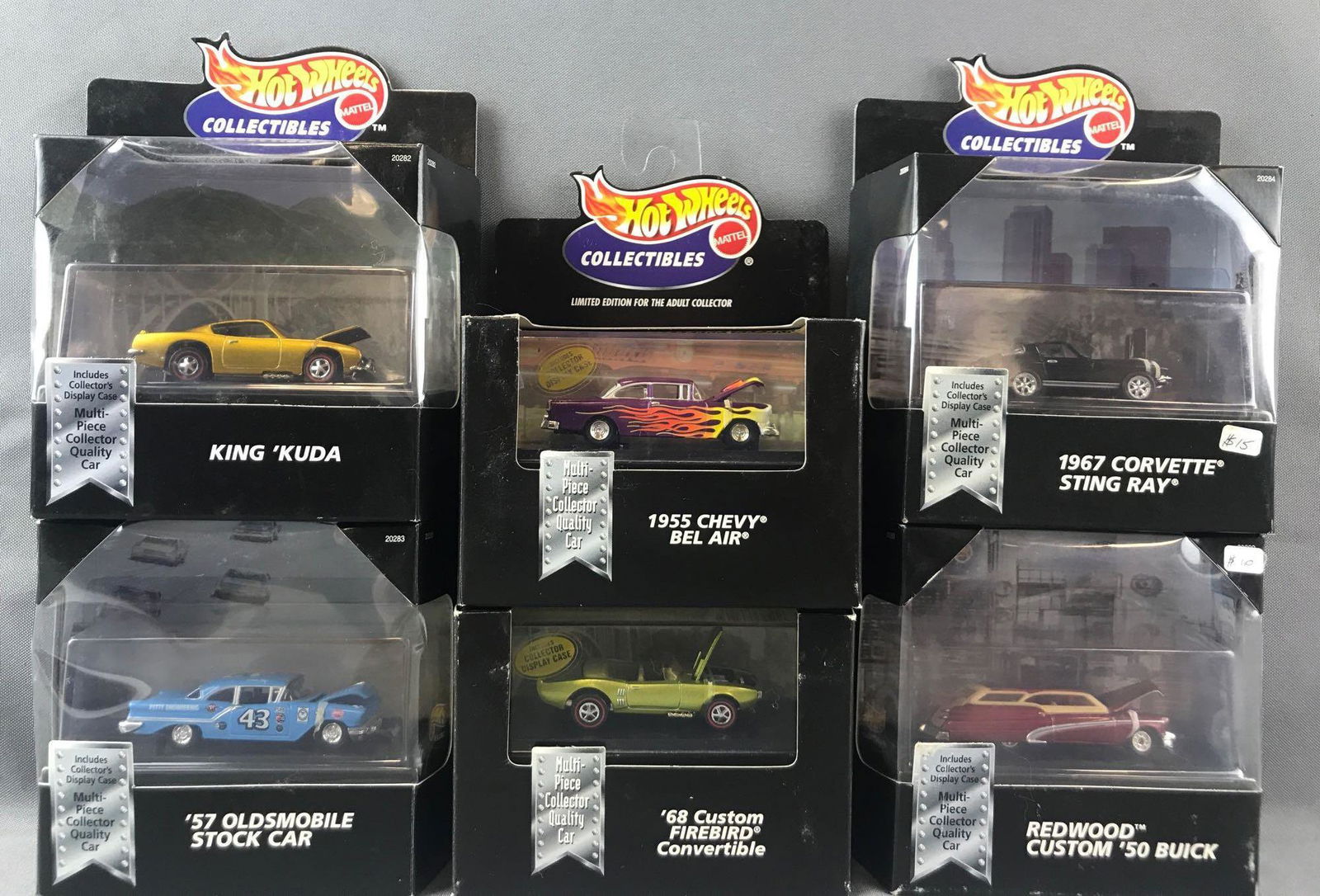Group of 6 Hot Wheels Collectibles Limited Edition: Includes 1955 Chevy Bel Air, 1967 Corvette Sting Ray, Redwood Custom 50 Buick, and more