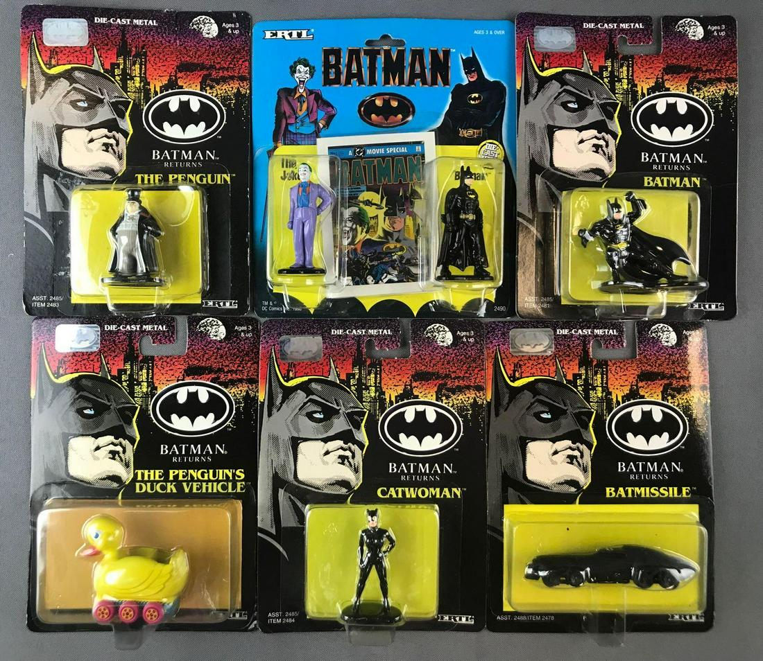 Group of 6 ERTL Batman/Batman Returns Die-Cast Metal: Includes Batman/Joker, Penguin, Catwoman, and more