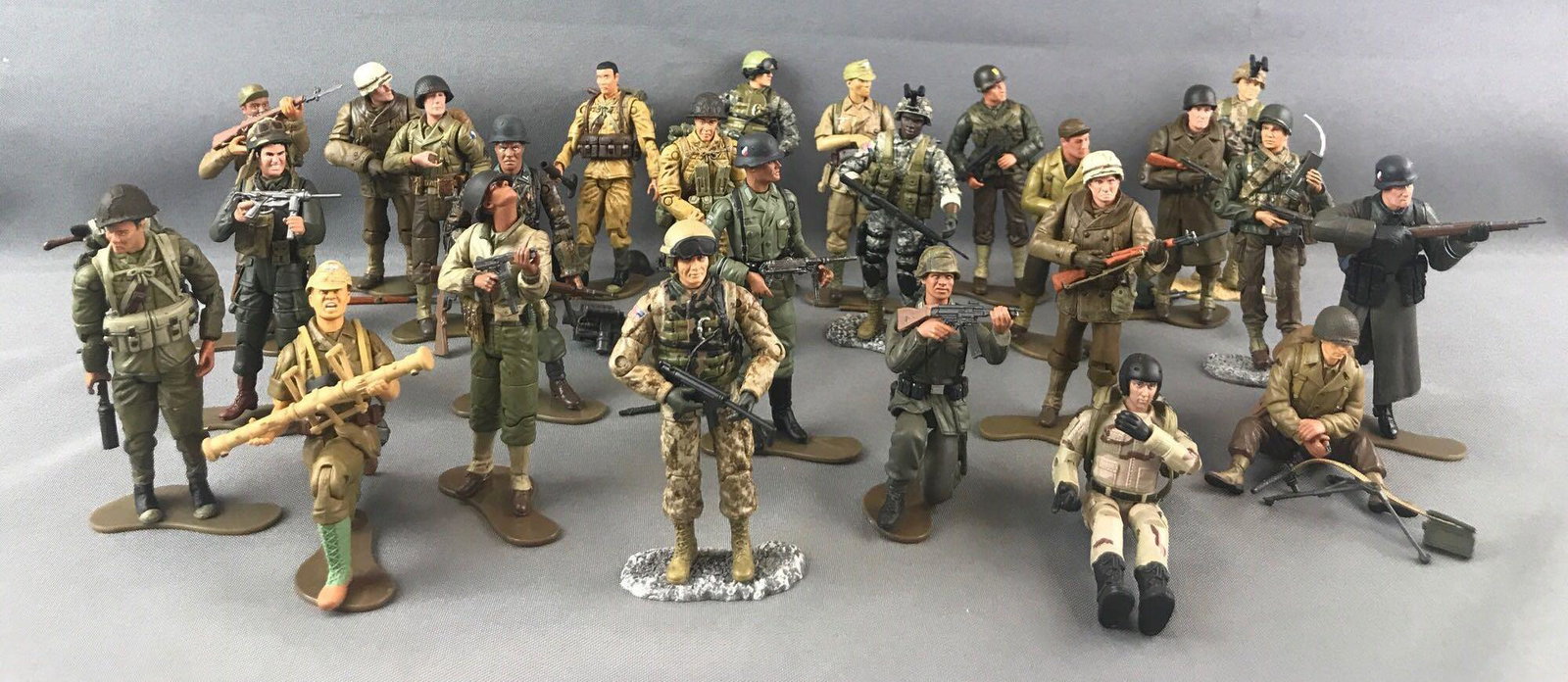Group of 25 Assorted Military Action Figures: 21st Century Toys Ultimate Soldiers and Unimax Soldiers. Fully Poseable