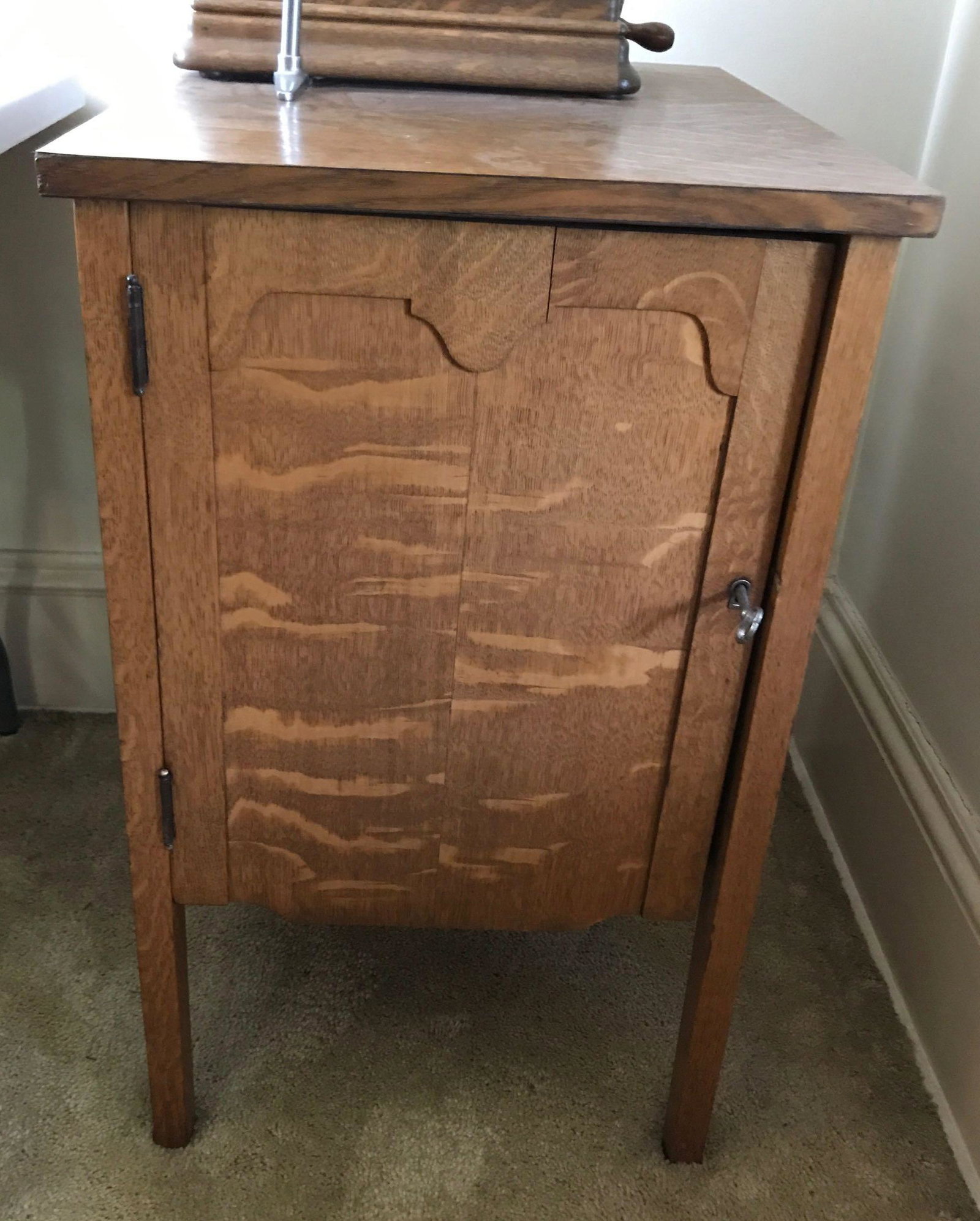 Record Cabinet for Edison Standard Phonograph: Cabinet measures 30 x 22 1/2 x 17 1/2 inches. Records are listed separately and not included in this lot. Shipping is not available for this lot. Pick up only. (Large or heavy items can be transferred