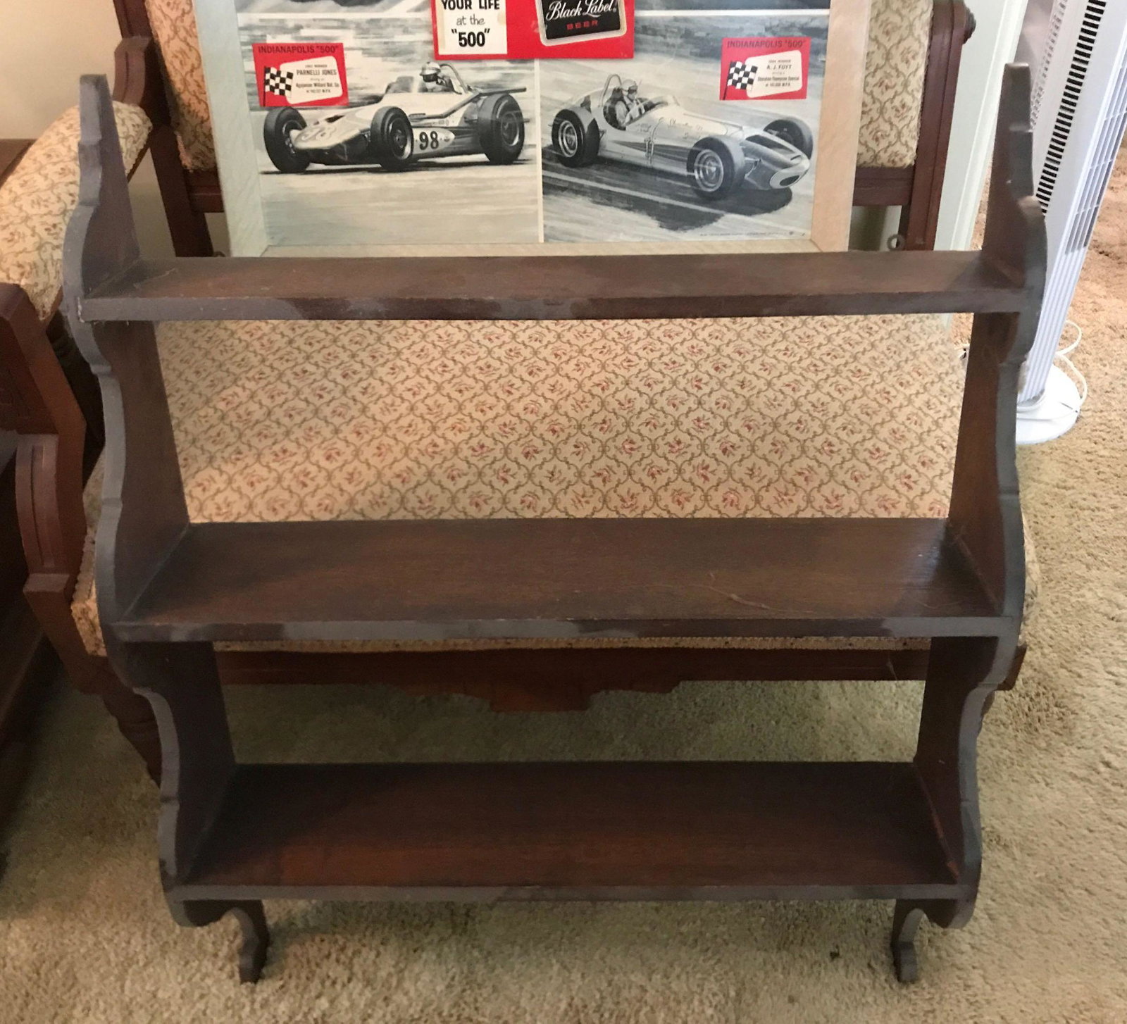 Vintage Wooden Wall Shelf: 24 1/2 x 31 inches