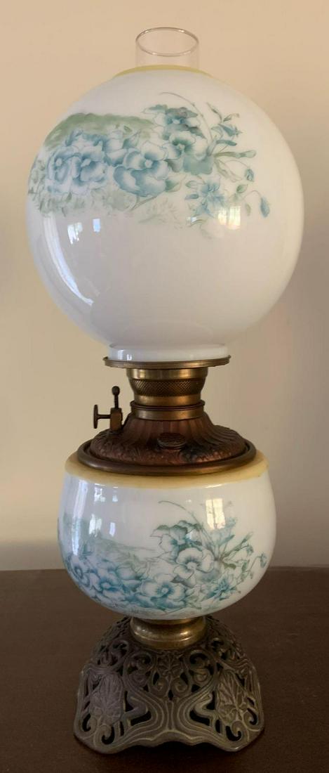 Antique "Gone With the Wind"- style Hurricane Oil Lamp: 21 x 9 inches