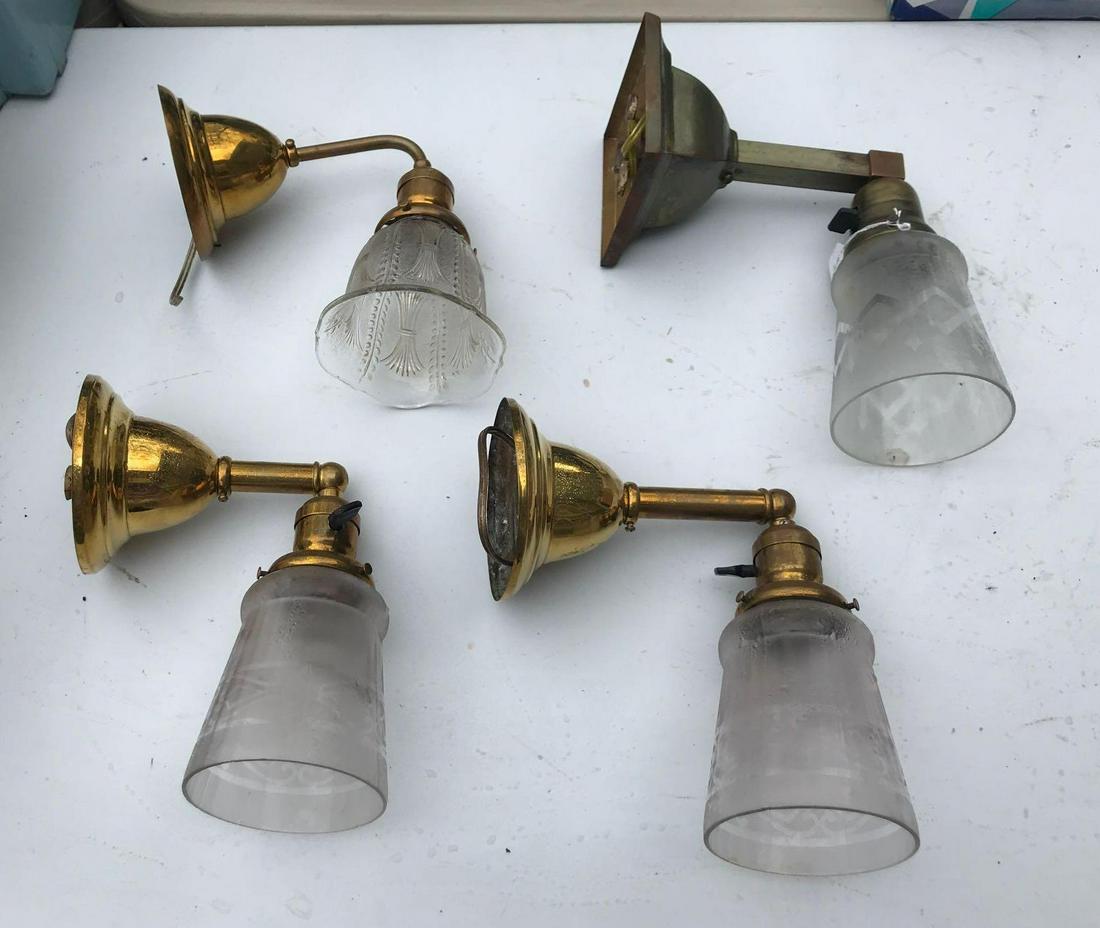 Group of 4 : Vintage Wall Mount Light fixtures: 7 1/2 x 8 inches. untested