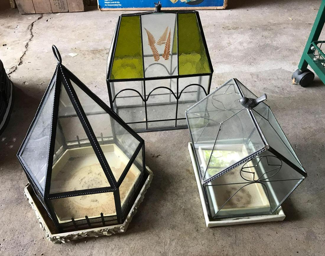 Group of 3 : Glass Terrariums: 14 inches