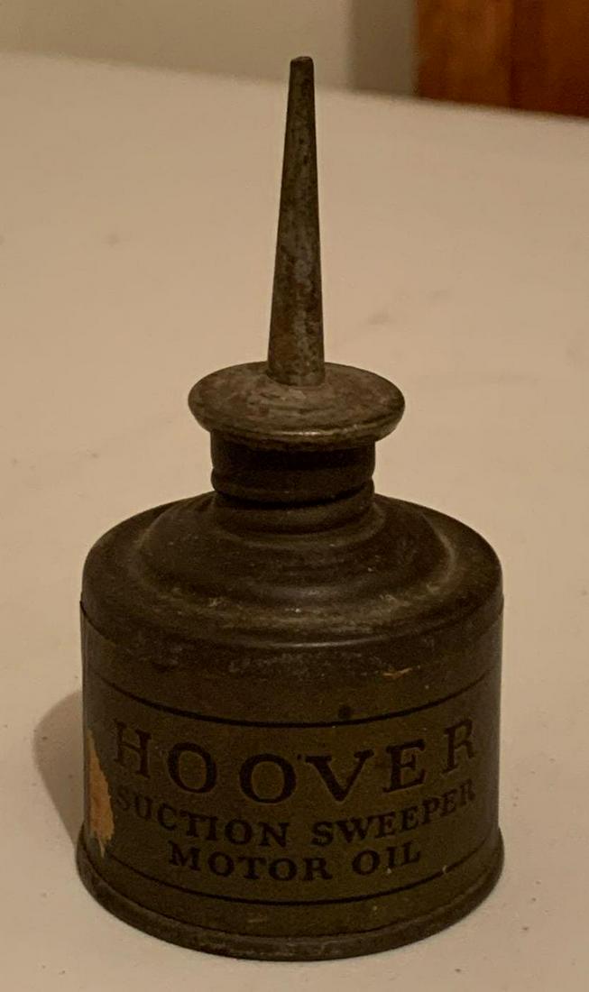 Antique "Hoover Suctions Sweeper" Motor Oil Can: 3 1/2 x 1 3/4 inches