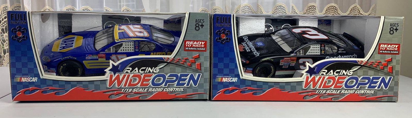 Group of 2 : Radio Control NASCARs: 1/18 Scale. Dale Earnhardt and Michael Waltrip. 120V 60Hz 55mA. 2004