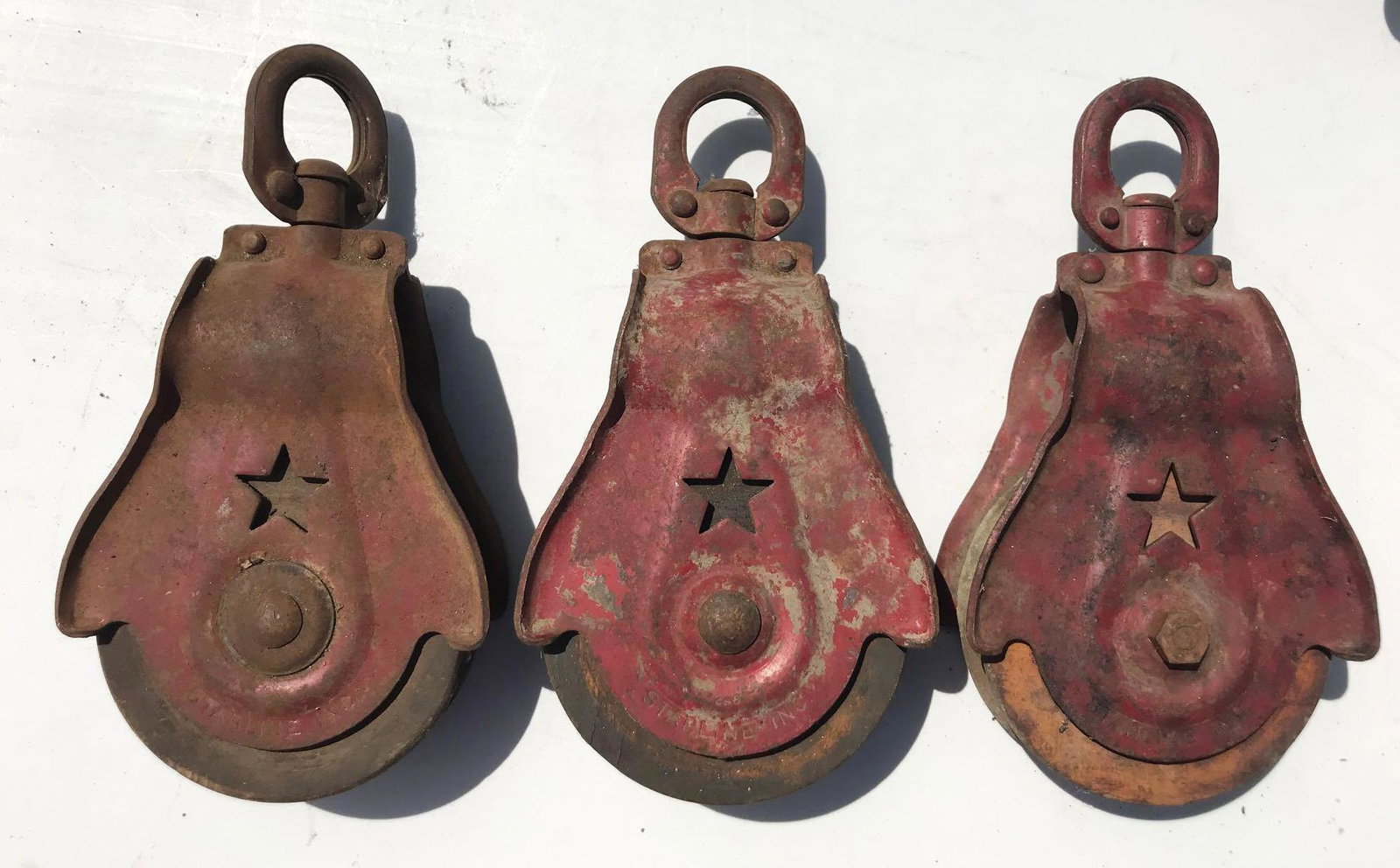 Group of 3 : Vintage "Starline" Pulleys: 6 1/2 x 12 inches each