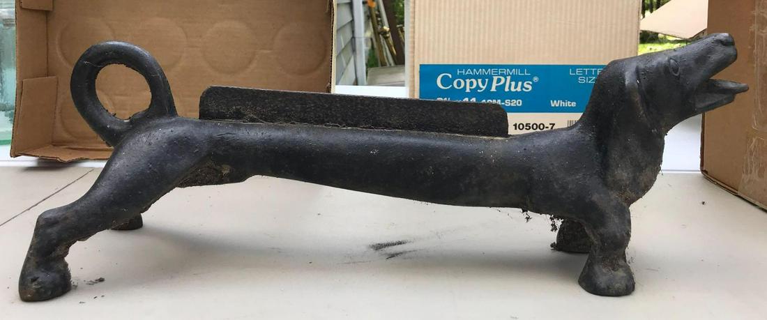 Cast Iron Dachshund Boot Scraper: 21 1/2 x 7 1/2 inches