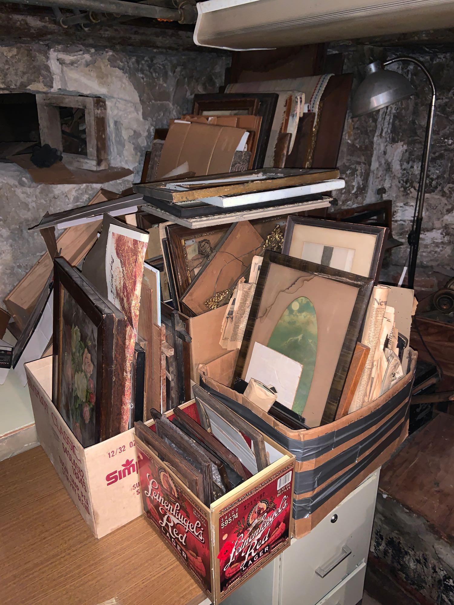 Corner Lot of Antique and Vintage Frames: Shipping is not available for this lot. Pick up only.