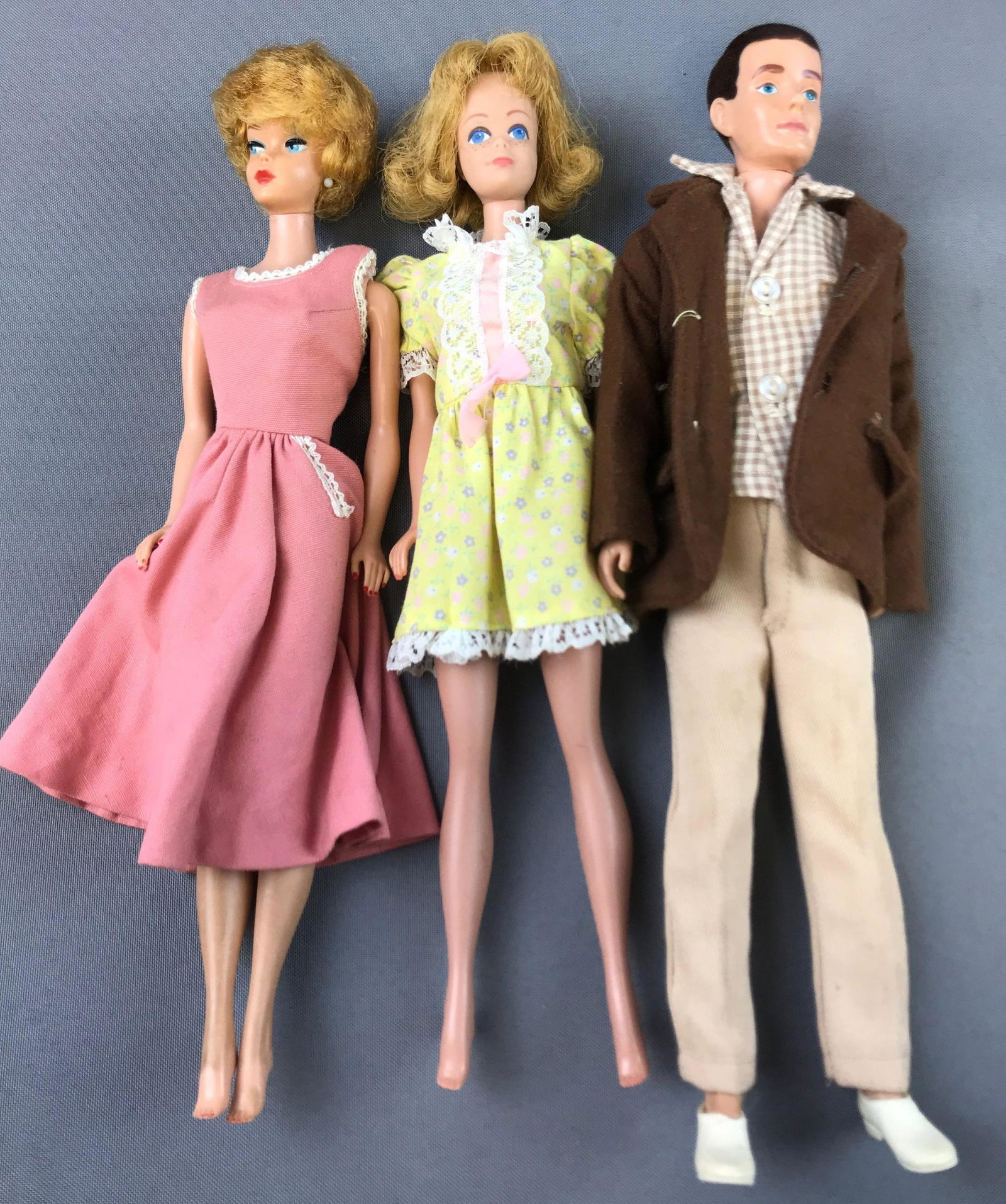 Group of 3 : Vintage Barbie Dolls: Ken, Midge, Barbie, circa 1960s