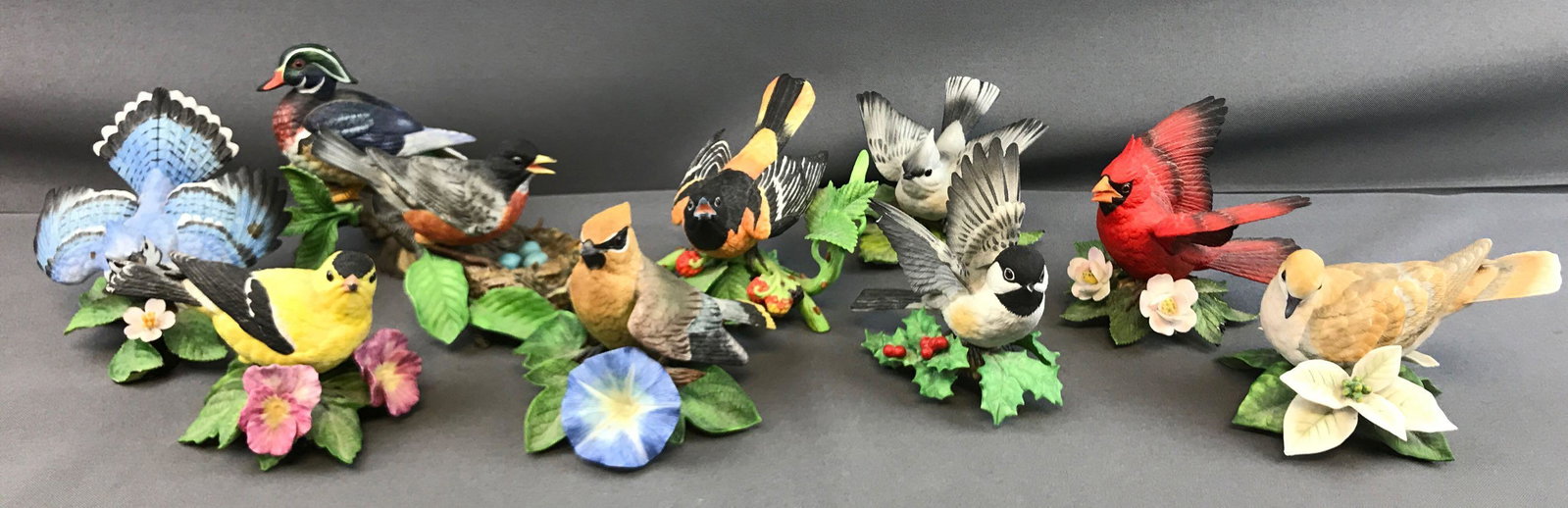 Group of 10 : Lenox Porcelain Birds: Several have chips and wear